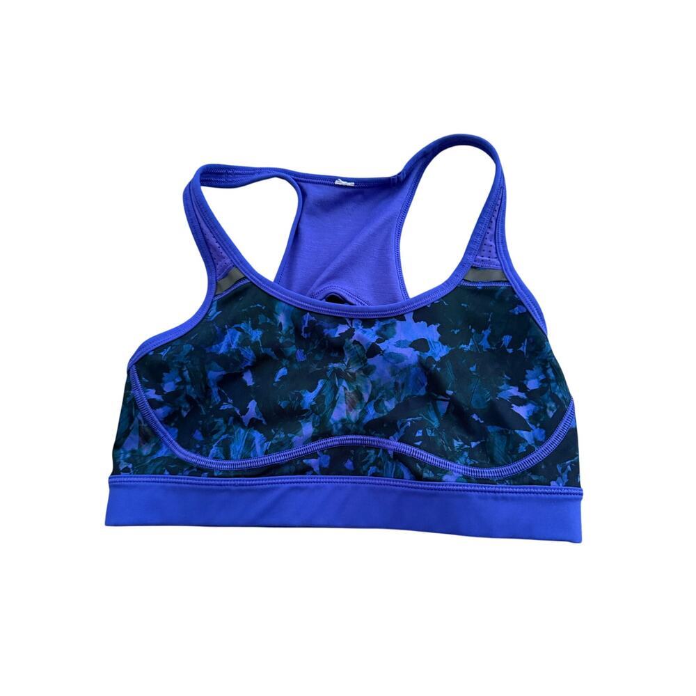Lululemon Invigorate Bra racerback bra Abstrct Blue/Black watercolr sz 6 no pads
